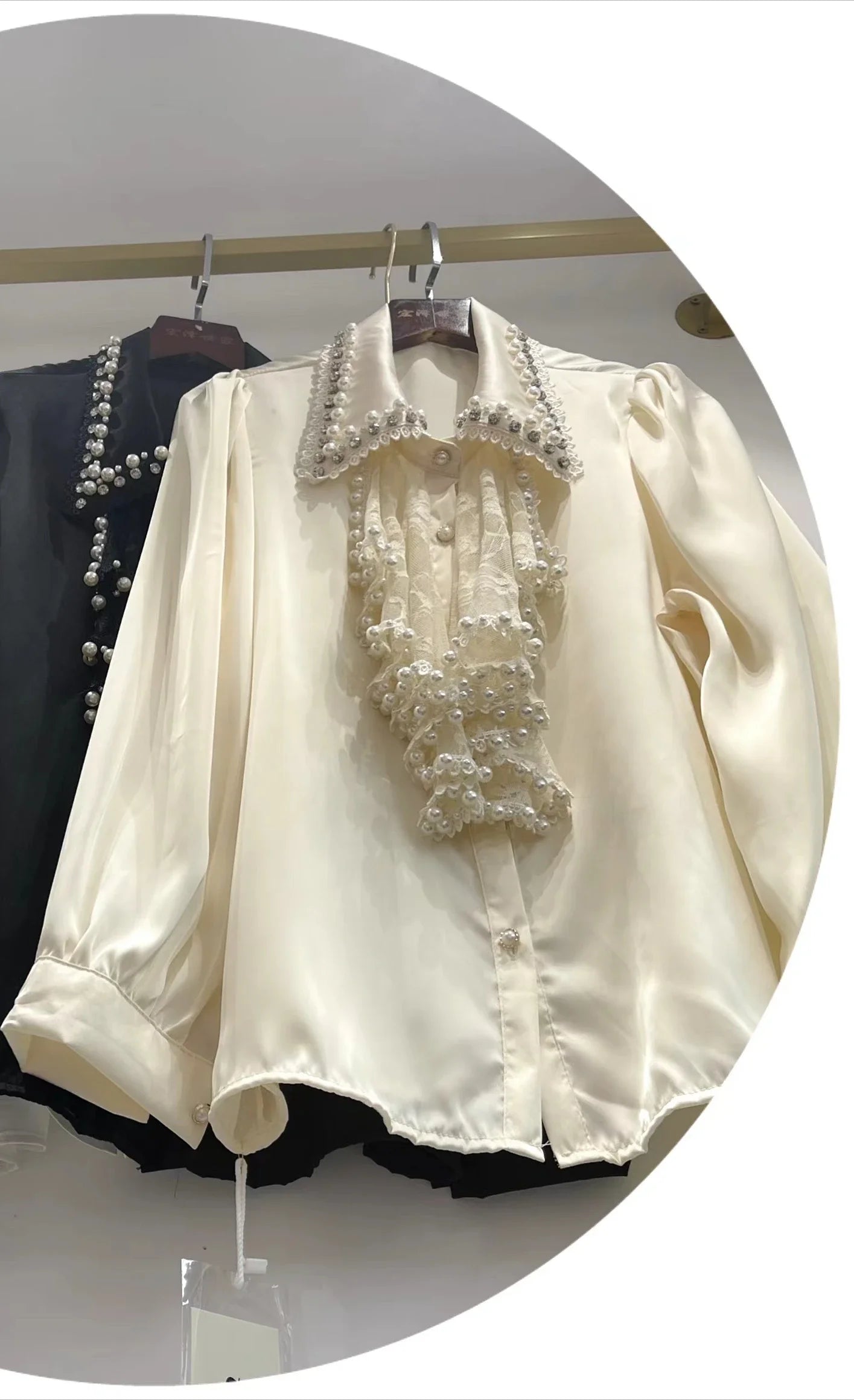 🍒Sequin shirt with beading ruffle blouse for women black occasion shirt Y2k long sleeve occasion top feminine fashion evening wear party wear tops Look Frilling In Your Frilly Frills