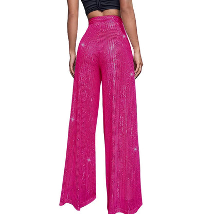 🍒High waist sequin flare pants sparkle loose casual wide leg trousers bell bottom trousers glitter clubwear party wear  Alls Flare In Glitz And Glam