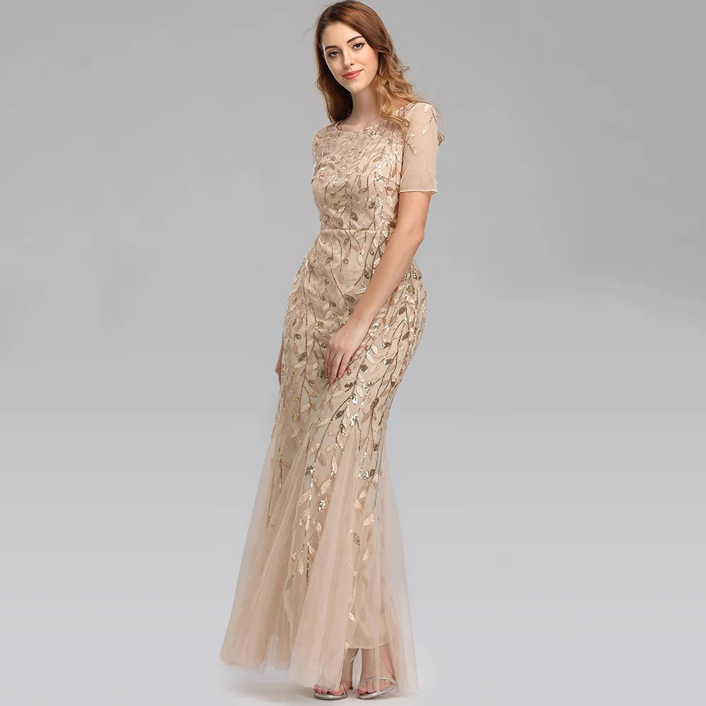 🍒Sequin maxi cocktail dress long bridesmaid prom outfit for special occasion party club bodycon vintage style clothing You'll Fish This Mermaid Out Time &Time