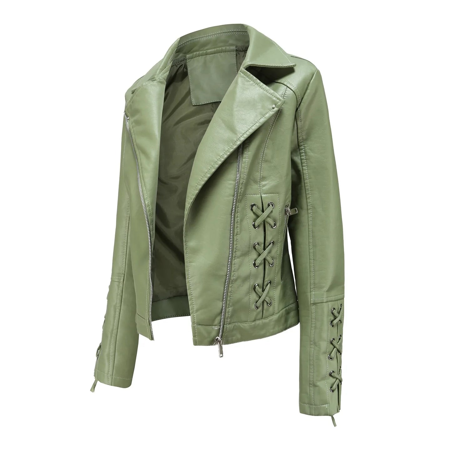 🍒Pu motorcycle jacket womens faux leather coat autumn and Winter fashion long sleeve crop outtrwear for women Get This Moto Speedy