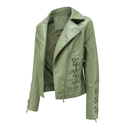 🍒Pu motorcycle jacket womens faux leather coat autumn and Winter fashion long sleeve crop outtrwear for women Get This Moto Speedy