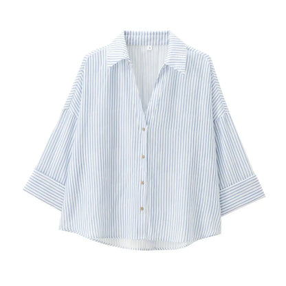 🍒Summer three quater sleeve shirt three quarter sleeve women's refreshing blend loose blouse tops simple casual shirt Y2K fashion Relax In Relaxed Classics
