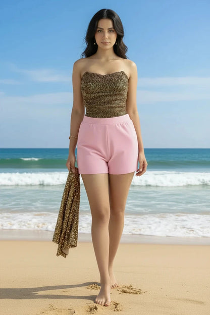 🍒Strapless vest top plus mini skirt sets womens pleated backless sleeveless tops short a-line skirts occasion party wear