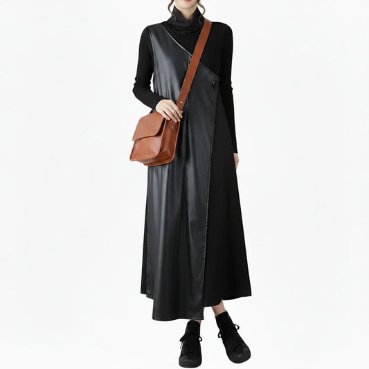 🍒Sleeveless pu dress oversized women vintage black outfit a-line casual loose long clothing for occasion As a MATTer of a fact this LEATHER is perfect