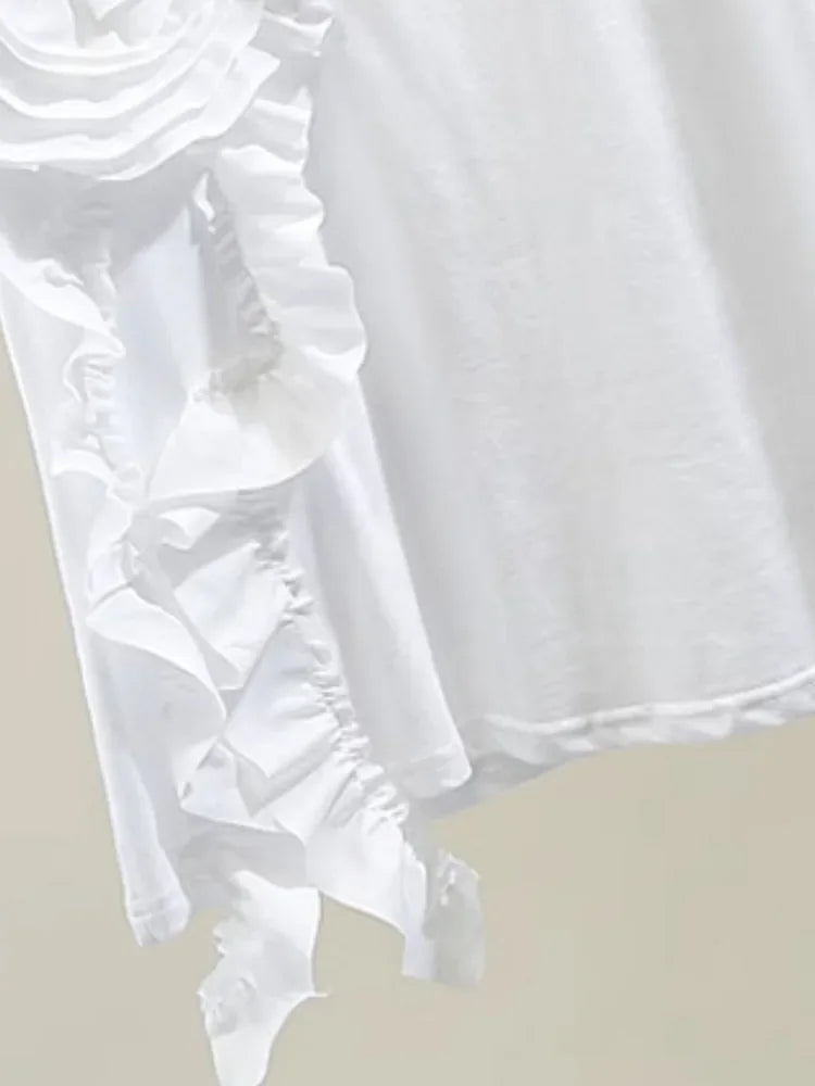 🍒Summer t-shirts for women o-neck smart casual tops t-shirt for party 3D floral tees occasion wear oversized shirts Look A'white At Night