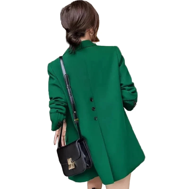 🍒Womens slim blazer spring autumn long sleeve chic office clothing notched lapel solid suit jacket female smart casual clothes  Button Up On style