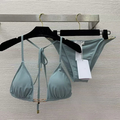 🍒Women's fashion bathing suits with cross back with in built bra one-piece swimsuit solid beachwear Sea Sure Swim Suits