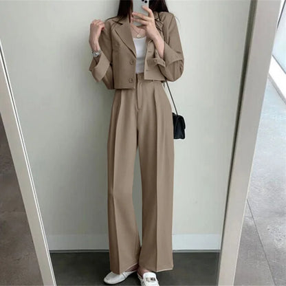🍒Two piece set outfits office pants suits for women long sleeve jacket and high waisted pants occasion wear smart casual clothing Casualy Smart