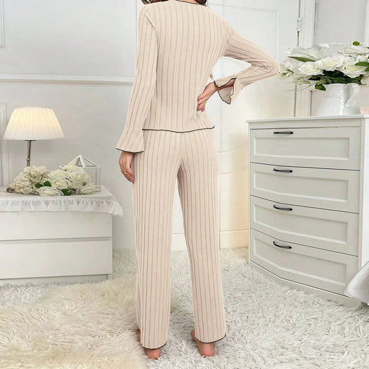 🍒Two-piece loungewear sleepwear set women suitable for homewear clothes smart casual fashion leisure outerwear Make A Bee-line For This Bow Line