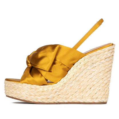 🍒Metalic bow shiny gold shoes occasion stilettoe sandals sling back thin high-heeled party wear                      🍒        High wedge platform shoe sling back open toe sandal with front bow  Gonna Get Golden Oldie Golds