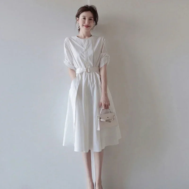 🍒White dress for women summer clothes midi formal occasion outfit femalechic luxury clothing elegant pretty Y2k wear Blanc Beauty