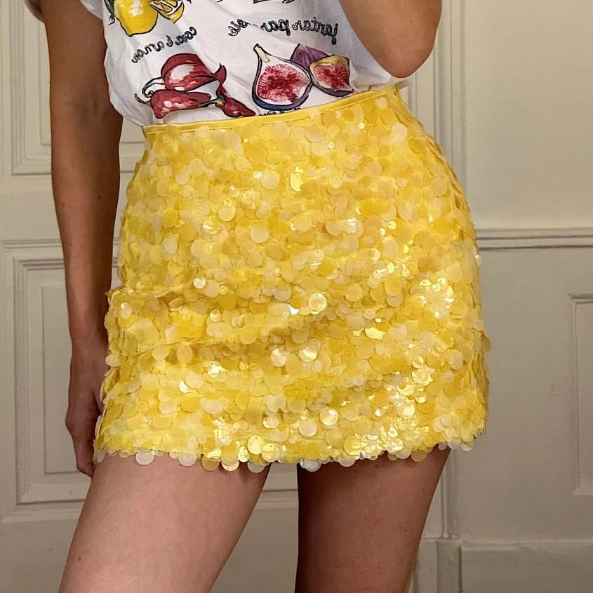 🍒Sequin mini skirt fashion slimming high-waisted shiny Socialite party wear elegant a-line mini skirts women's clothes smart casual occasion wear Sunshine In Your Mini