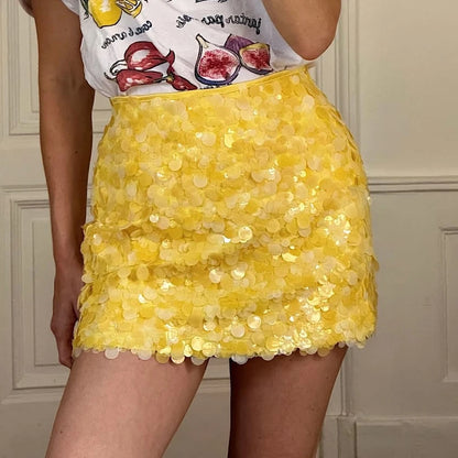 🍒Sequin mini skirt fashion slimming high-waisted shiny Socialite party wear elegant a-line mini skirts women's clothes smart casual occasion wear Sunshine In Your Mini