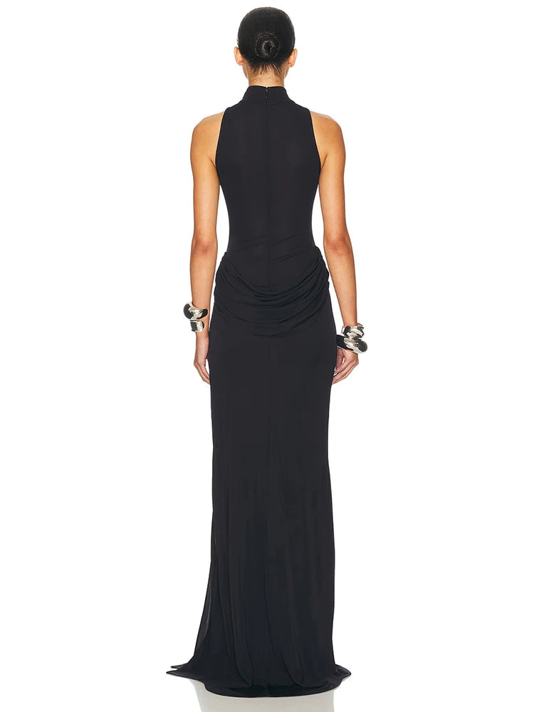 🍒Turtleneck sleeveless maxi dress waist high slit thigh slit outfit elegante for women fashion wear club party wear Dont Be A TURTLE About This NECK Turner