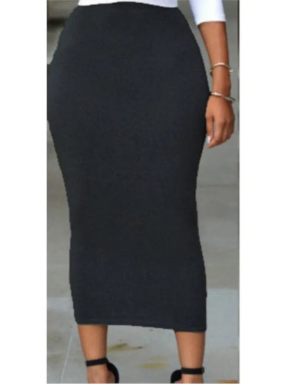 🍒Solid skirt for office casual hip hugging fashion clothes for women smart casual high wlaist bodycon long Skirt Slimmy stretchie