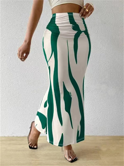 🍒High waisted maxi skirt smart casual women's bodycon skirt zebra long skirt casual high waist outfit elegant zebra print clothes elegant animal print fashion wear
