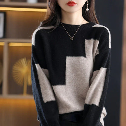 🍒Crewneck tops Jumper women's sweater trendy clothes  knitted fashion pullover monochrome clothing Look Chrome In Mono