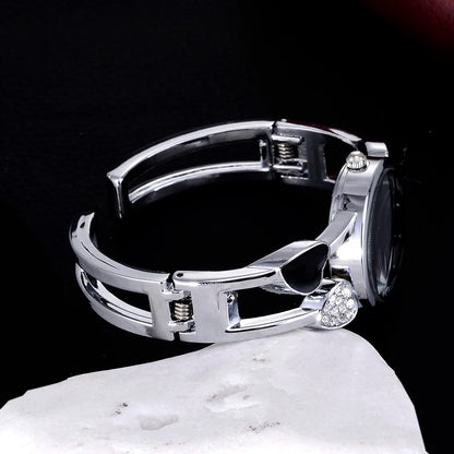 🍒Womens heart watch Design quartz fashion bangle silver classic crystal Stainless Steel colour face wristwatch smart casual jewellery   Watch This Bang For Your Buck
