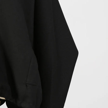 🍒Oversized zipped coat women's fashion solid color long sleeve casual drawstring jacket black designer style spring autumn clothing   Big Up To Oversized Cool