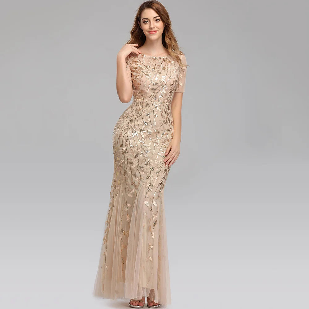 🍒Sequin maxi cocktail dress long bridesmaid prom outfit for special occasion party club bodycon vintage style clothing You'll Fish This Mermaid Out Time &Time