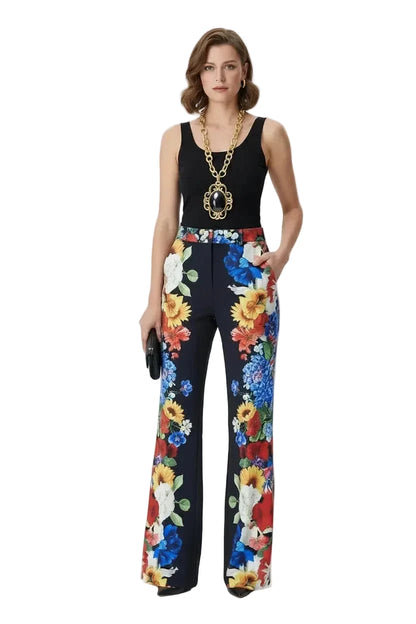 🍒Printed two piece pant set for women lapel long sleeves jacket  blazer and high waist wide leg trouser set floral fashion occasion wear party wear  keep aSIDE of FLORAL and SUITs