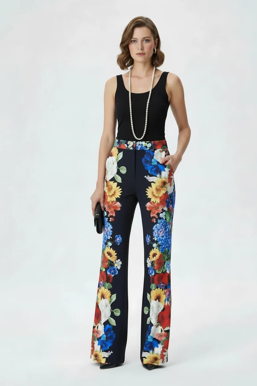 🍒Printed two piece pant set for women lapel long sleeves jacket  blazer and high waist wide leg trouser set floral fashion occasion wear party wear  keep aSIDE of FLORAL and SUITs