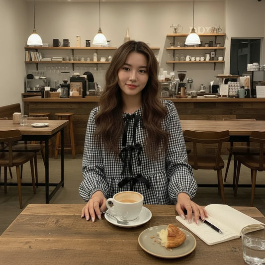 🍒Shirt Women casual blouses spring jacket printed check blouse with bows in front round collar puff sleeve overshirt sweet smart casual female clothes spring Summer wear  Bring Some BOW Beauty And CHECK The Compliments