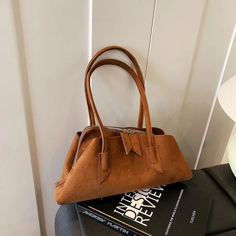 🍒Luxury faux suede bags designer handbags, special geometric layered retro shoulder bag for women axillary bags female daily commuter bag No Need To Per-suede