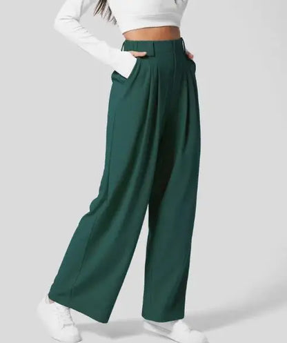 🍒Elegant women straight pants flowy solid colour high waisted trousers wide leg work wear female fashion clothes No Need To Put The Leg Work In To Get These Legs