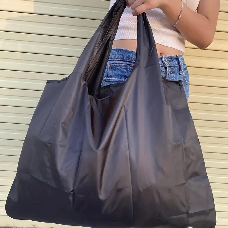 🍒Large capacity foldable portable supermarket tote environmentally friendly shopping grocery bag waterproof shoulder storage bag