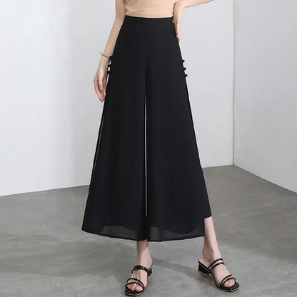 🍒High waist summer skirt trousers for women smart casual wear a-line clothing aesthetic quality pants No Need To Look Far And Wide For This Wide Wide