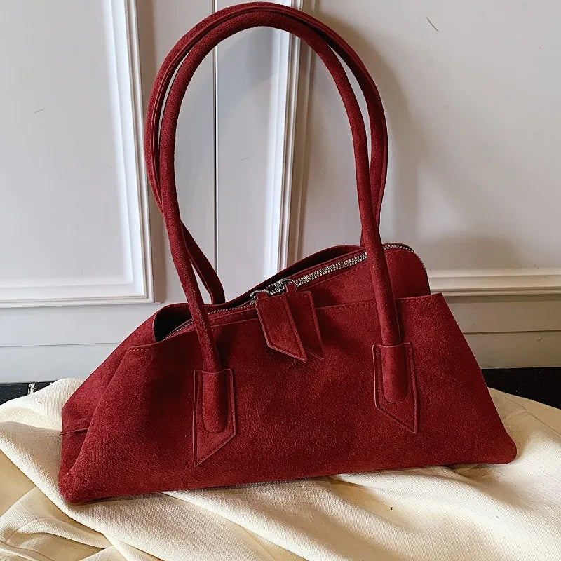 🍒Luxury faux suede bags designer handbags, special geometric layered retro shoulder bag for women axillary bags female daily commuter bag No Need To Per-suede