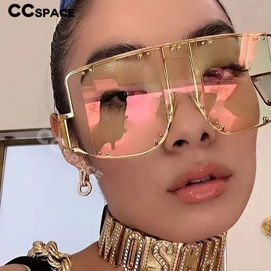 🍒Square oversized mirror sunglasses unisex shades glasses metal rivet trend unique eyewear sunnies UV400 protection Clear Cools