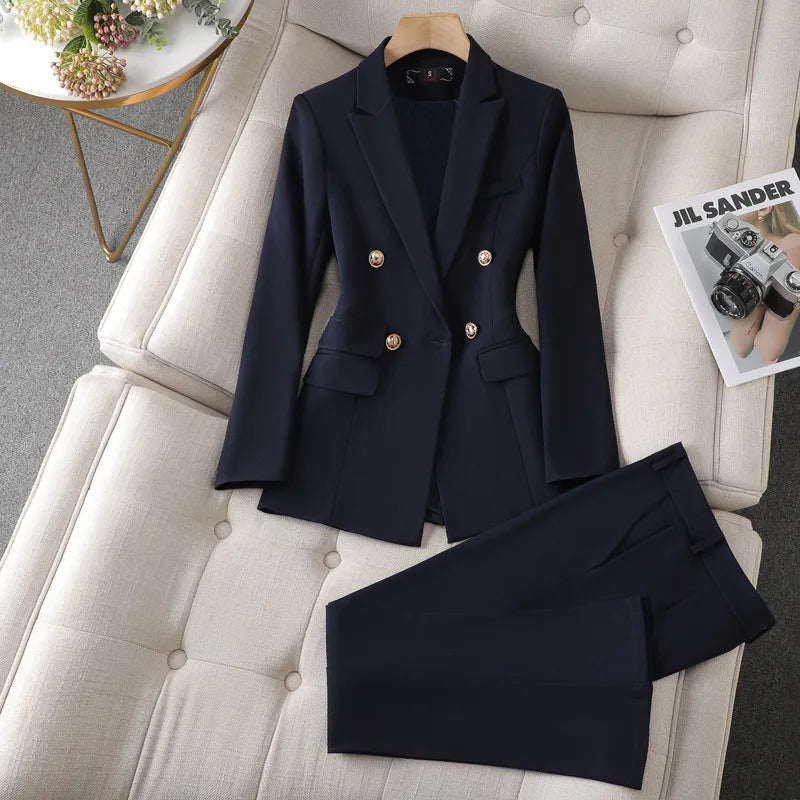 🍒Two piece womens blazer Jacket and long oants set elegant office wear matching outfit Y2k occasion clothes Get "WHITE Into BLACK And B-l-ACK To WHiTE