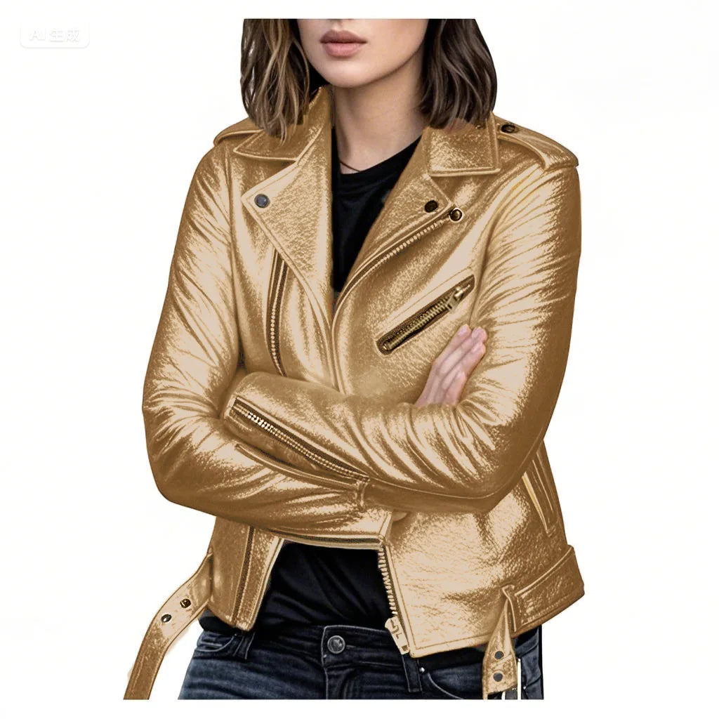 🍒Faux leather moto Jackets spring autumn fashion zip up outerwear smart casual biker jacket plus size outdoor clothes Get On The Moto Bike