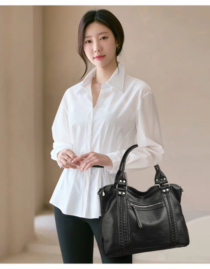 🍒Soft faux leather shoulder crossbody bags for women hot luxury handbag Designer casual tote office work bag Clever Faux Leather