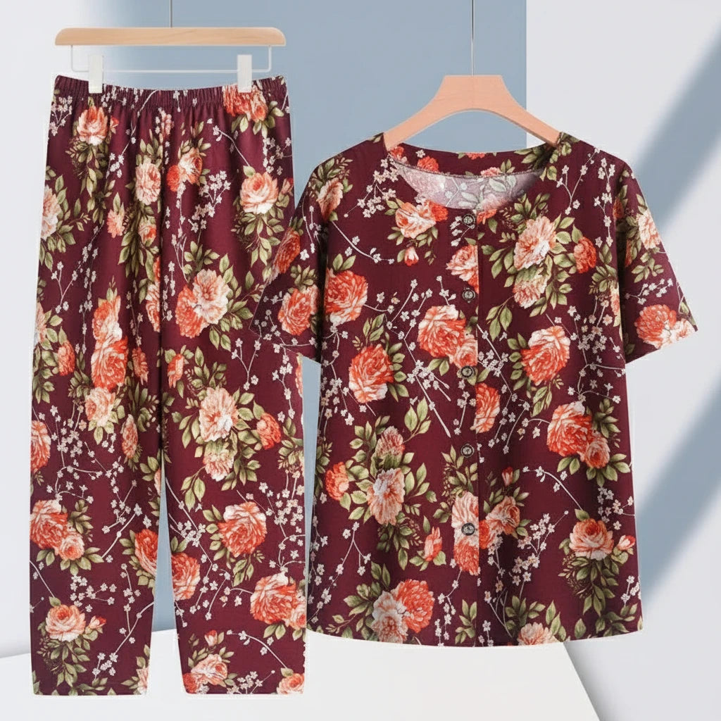 🍒Pants and t-shirt pyjamas set cotton short pants and t-shirt loungewear top and trousers home wear clothing Sleepwear for women 2 piece sleep set TOP up your PANTS and TEE and you will be SET