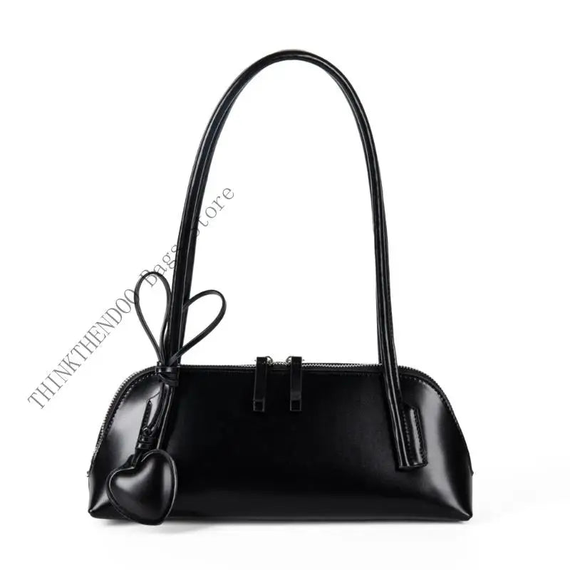 🍒Shoulder bag under arm for women with detachable heart charm pu leather handbag spacious underarm bags east west bag grab bag No Need To Go West To Get This East