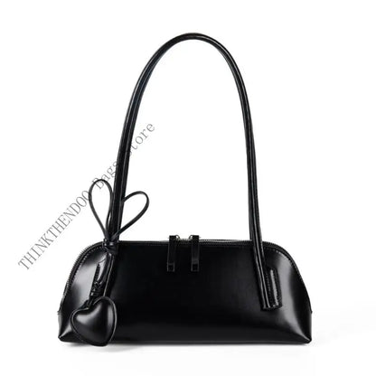 🍒Shoulder bag under arm for women with detachable heart charm pu leather handbag spacious underarm bags east west bag grab bag No Need To Go West To Get This East