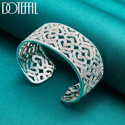 🍒925 Sterling silver bangle big 28mm heart bracelet silver woman's jewellery wedding engagement fashion party wear jewellery Wear Your Heart On Your Sleeve