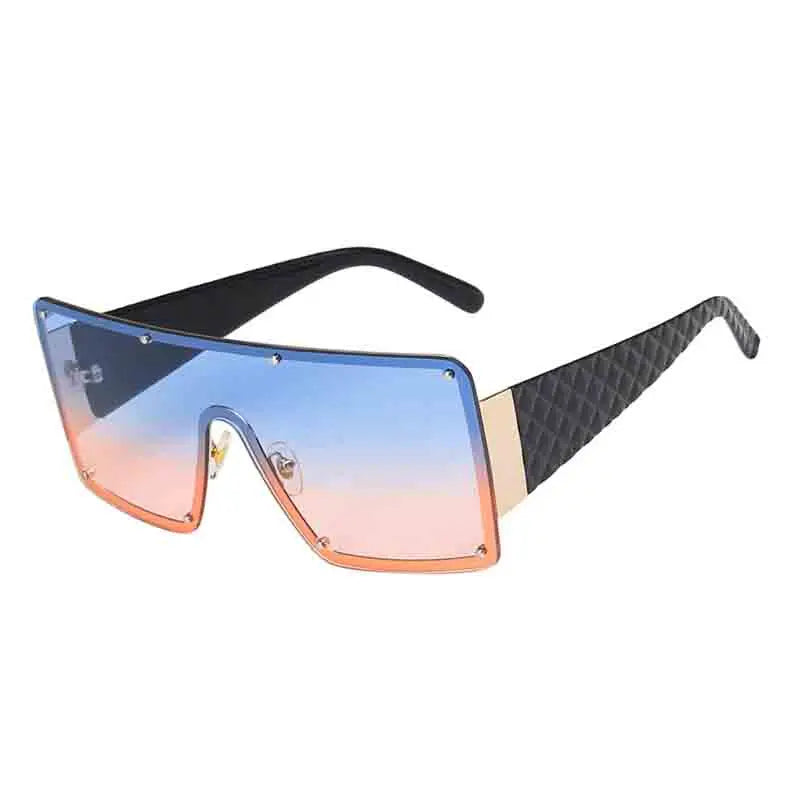 🍒Large frame sunglasses unisex womens rimless one-piece wide-rimmed sunglasses fashion eyeglasses UV400 protection See Through Fun Sunnies