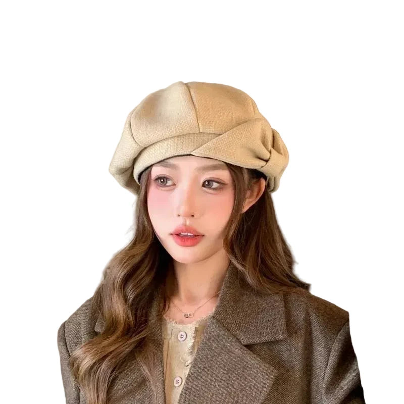 🍒Painter hat versatile octagonal hat niche warm fashionable head wear for women vintage designer beret bow detail soft fit smart casual accessorie for women Bop On A Bow And Bold The Cold