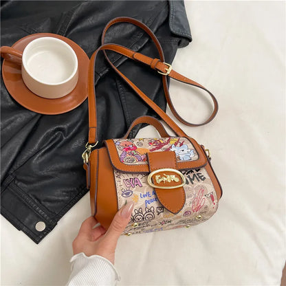 🍒Graffiti handbag/Purse women's bag designer luxury shoulder bag lu leather ladies messenger bag pink crossbody bag casual bag  No Word Of A Lie This GRAFFITI Bag CAN Be Yours