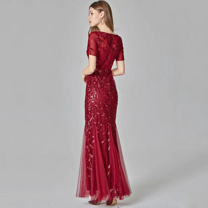 🍒Sequin maxi cocktail dress long bridesmaid prom outfit for special occasion party club bodycon vintage style clothing You'll Fish This Mermaid Out Time &Time