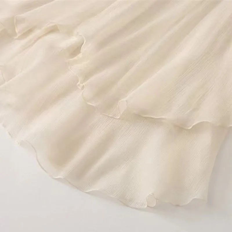 🍒Midi long skirt elastic waist ladies spring summer womens fashion  a-line clothing Female chiffon skirt outfit smart casual clothing party occasion wear Lavish In Layers