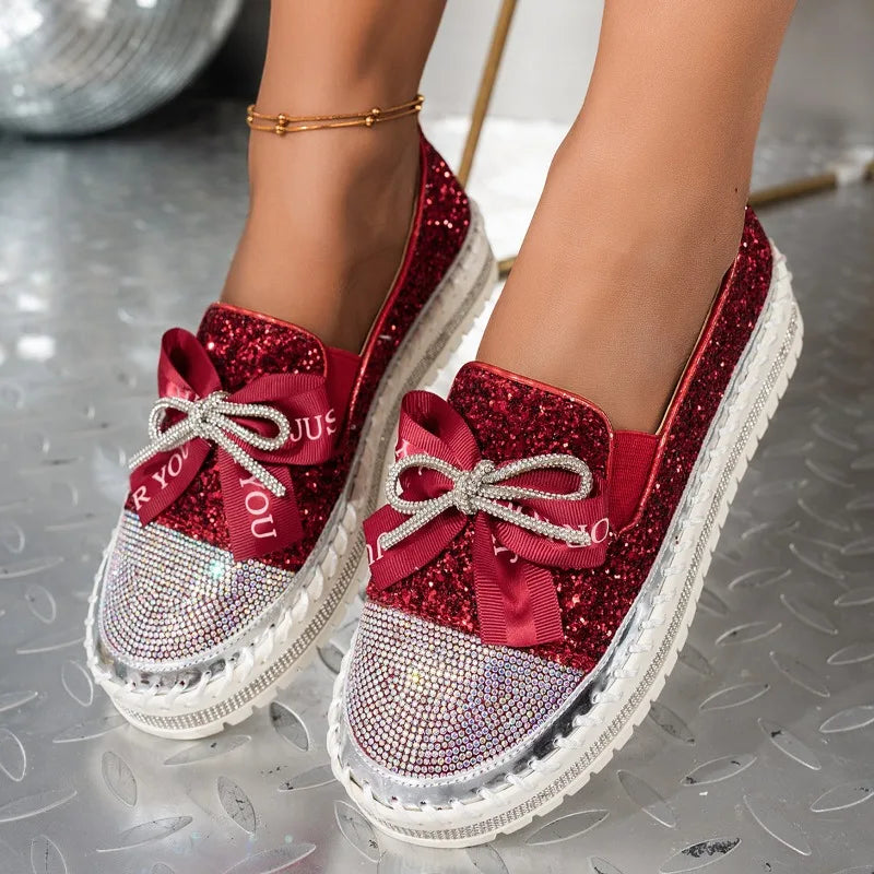 🍒Women smart casual loafer thick-Soled loafers comfortable outdoor non-slip flat shoes shiny occasion fashion slip-on Glitzy Gliders