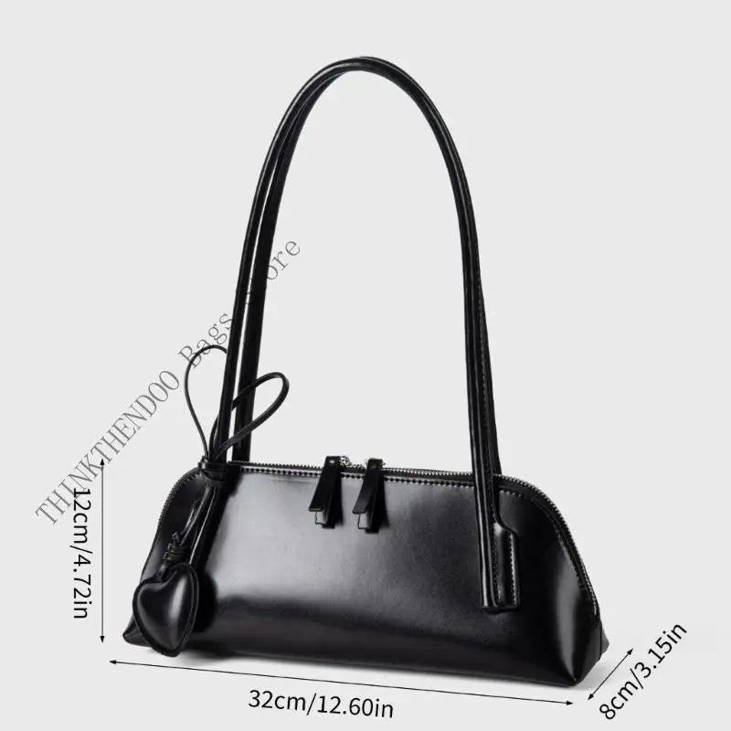 🍒Shoulder bag under arm for women with detachable heart charm pu leather handbag spacious underarm bags east west bag grab bag No Need To Go West To Get This East