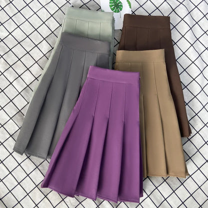 🍒Summer high waist skirt a-line short black plleated midi smart casual clothimg women female fashion wears Get These Box Pleats Boxed