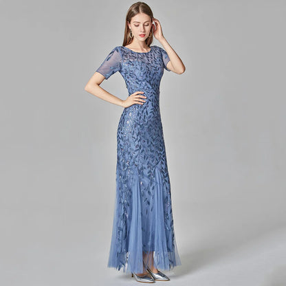 🍒Sequin maxi cocktail dress long bridesmaid prom outfit for special occasion party club bodycon vintage style clothing You'll Fish This Mermaid Out Time &Time