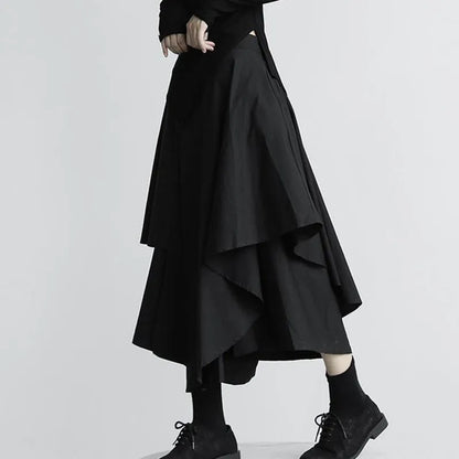 🍒Women black skirts Irregular high waist pleated skirt pants for Women a-line layered female clothes HAN'KER to this soon to become wardrobe CHIEF